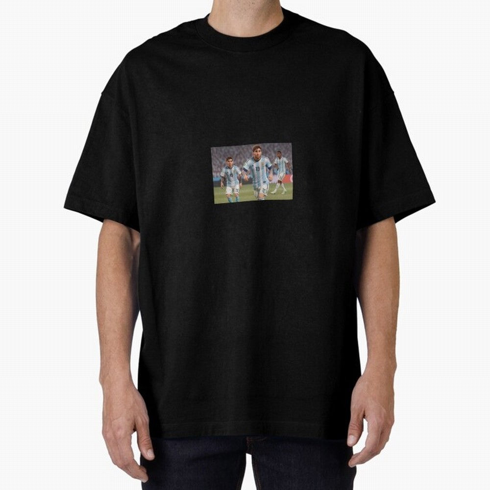 Messi Oversized T-Shirt Celebrate Supporters United by Match Day Hype around FIFA World Cup 2026, Messi, Neymar and Mbappe, Spain and Netherlands, Retro Football Energy, Iconic Rivalries, Trophy Chase Drama and Stadium Atmosphere; Ideal for Fans