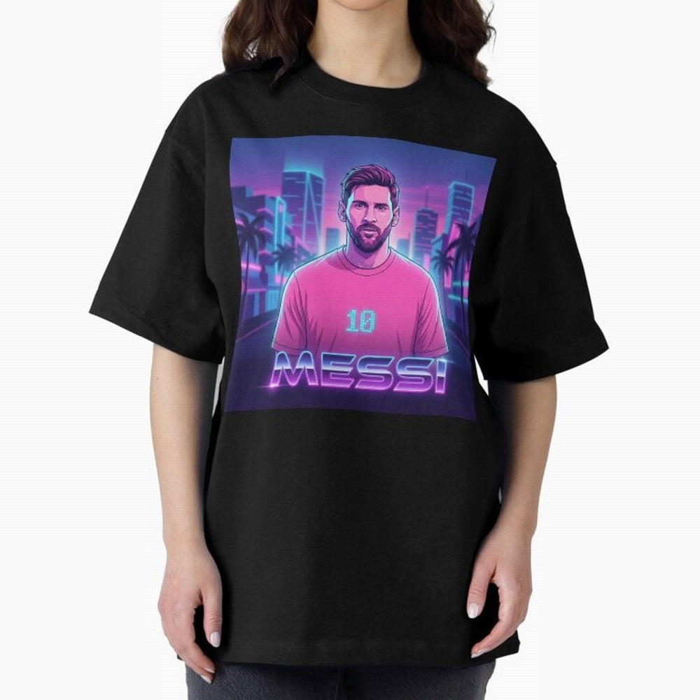 Inter Miami? Football Legend Messi Cyberpunk Retro Futurist Design (Version 2) Classic T-Shirt Fuel the Hype around FIFA World Cup 2026 Group Stage Spirit, with England, France and Netherlands, Cristiano Ronaldo, Goal Celebration Energy, Supporter