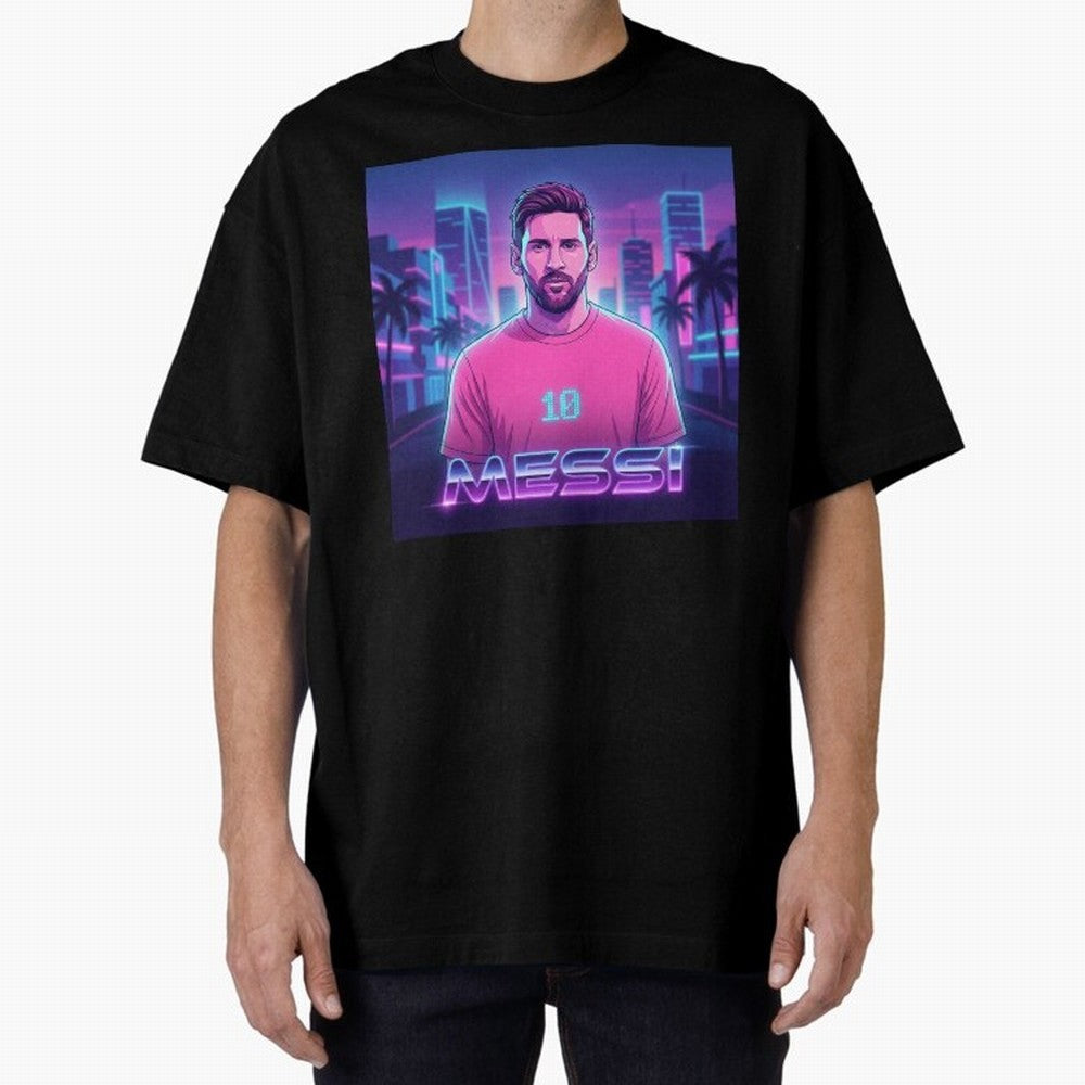 Inter Miami? Football Legend Messi Cyberpunk Retro Futurist Design (Version 2) Classic T-Shirt Fuel the Hype around FIFA World Cup 2026 Group Stage Spirit, with England, France and Netherlands, Cristiano Ronaldo, Goal Celebration Energy, Supporter