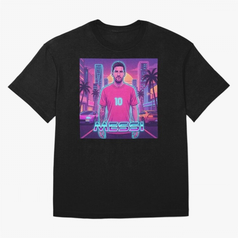 Inter Miami? Football Legend Messi Cyberpunk Retro Futurist Design (Version 3) Classic T-Shirt Follow the Final Road of Global Football Passion for FIFA World Cup 2026 USA Canada Mexico, Driven by Cristiano Ronaldo, Haaland and CR7, Brazil, Vintage