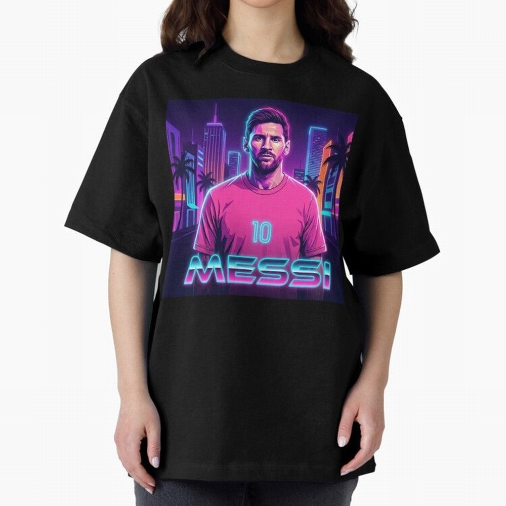 Inter Miami? Football Legend Messi Cyberpunk Retro Futurist Design (Version 4) Classic T-Shirt Bring Retro Soccer Energy to FIFA World Cup 2026 USA Canada Mexico for Fans of Messi, CR7 and Mbappe and Germany, Bringing Worldwide Fan Energy, Dramatic