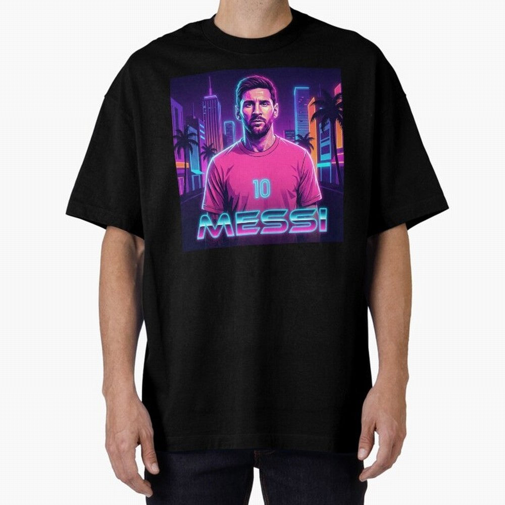 Inter Miami? Football Legend Messi Cyberpunk Retro Futurist Design (Version 4) Classic T-Shirt Bring Retro Soccer Energy to FIFA World Cup 2026 USA Canada Mexico for Fans of Messi, CR7 and Mbappe and Germany, Bringing Worldwide Fan Energy, Dramatic