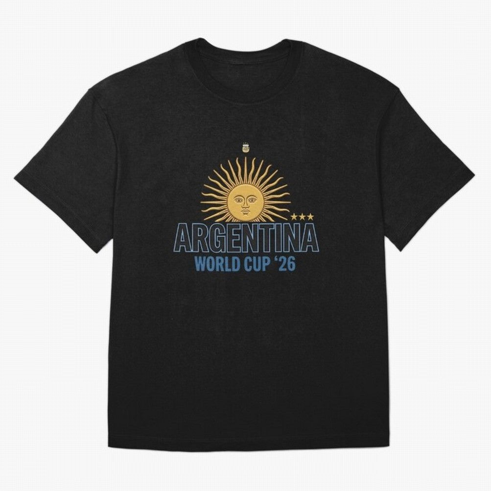 Argentina Football Sun of May - World Cup 2026 Gold Edition Essential T-Shirt Embrace Global Football Passion for FIFA World Cup 2026, Built around Messi, Neymar and Mbappe, Argentina, France and Brazil, Stadium Memories, Football Loyalty,
