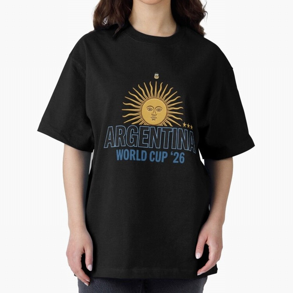 Argentina Football Sun of May - World Cup 2026 Gold Edition Essential T-Shirt Embrace Global Football Passion for FIFA World Cup 2026, Built around Messi, Neymar and Mbappe, Argentina, France and Brazil, Stadium Memories, Football Loyalty,