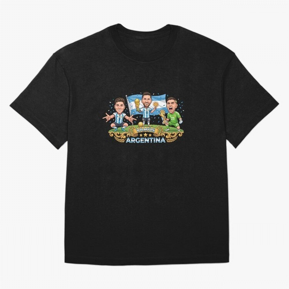 Argentina World Champions Messi Cartoon Classic T-Shirt Support Your Favorite Stars during FIFA World Cup 2026 for Fans of Cristiano Ronaldo and Germany, Bringing Football History, Final Match Energy, Crowd Noise and Once in a Lifetime Moments;