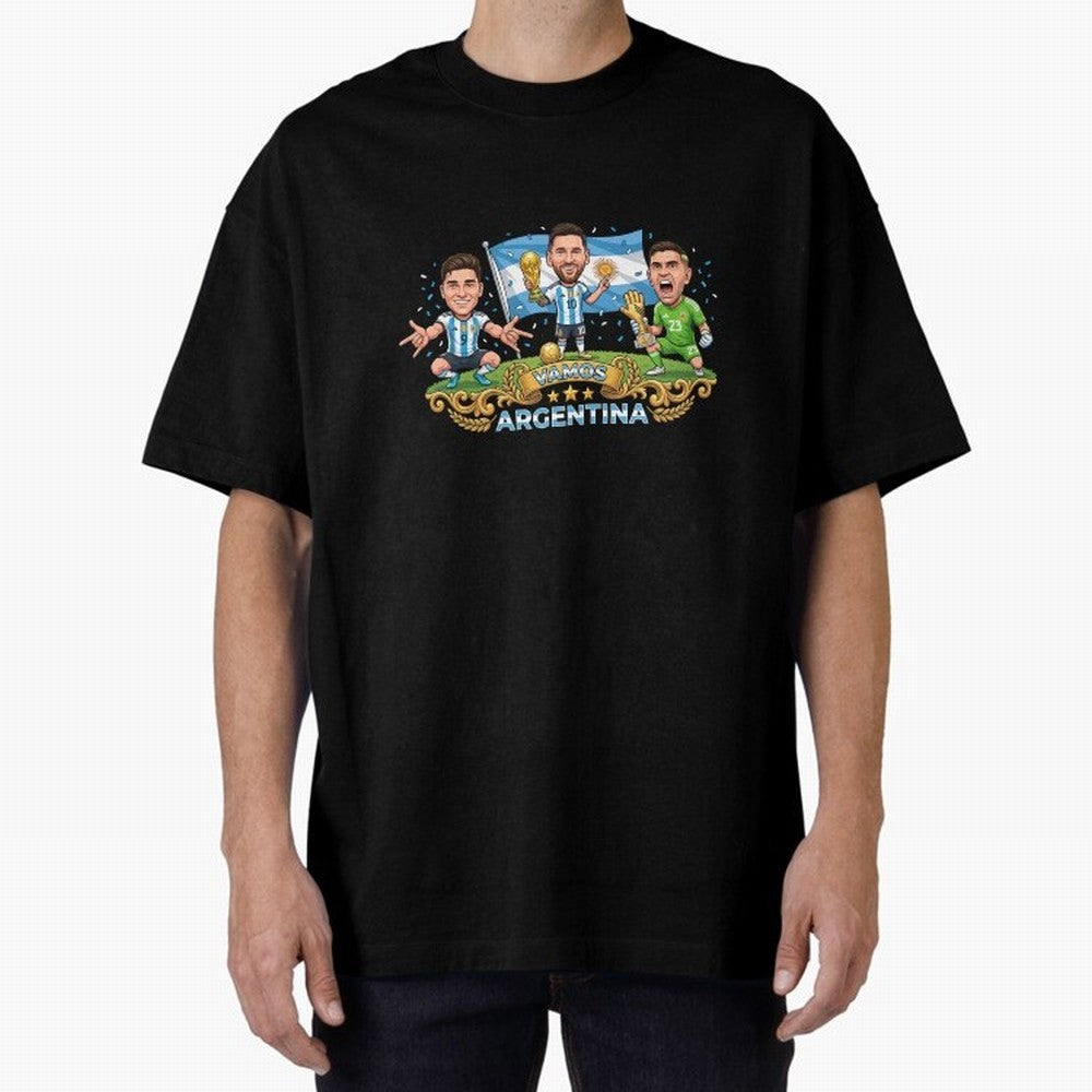 Argentina World Champions Messi Cartoon Classic T-Shirt Support Your Favorite Stars during FIFA World Cup 2026 for Fans of Cristiano Ronaldo and Germany, Bringing Football History, Final Match Energy, Crowd Noise and Once in a Lifetime Moments;