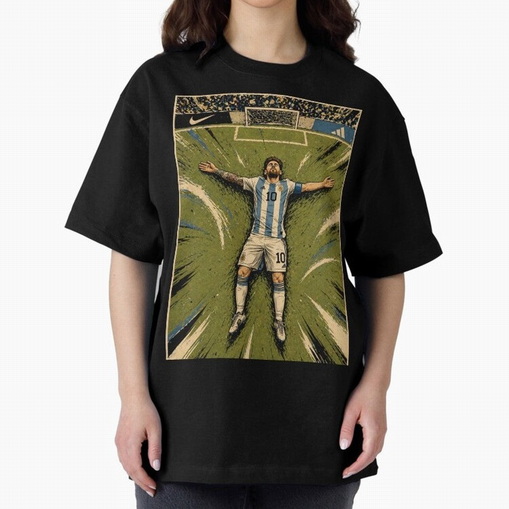Messi Argentine Football Legend Celebration Poster | Vintage Comic Soccer Champion Art Classic T-Shirt Back Your Heroes with Global Football Passion for FIFA World Cup 2026, Highlighting Neymar, Haaland and Cristiano Ronaldo, England, Tournament