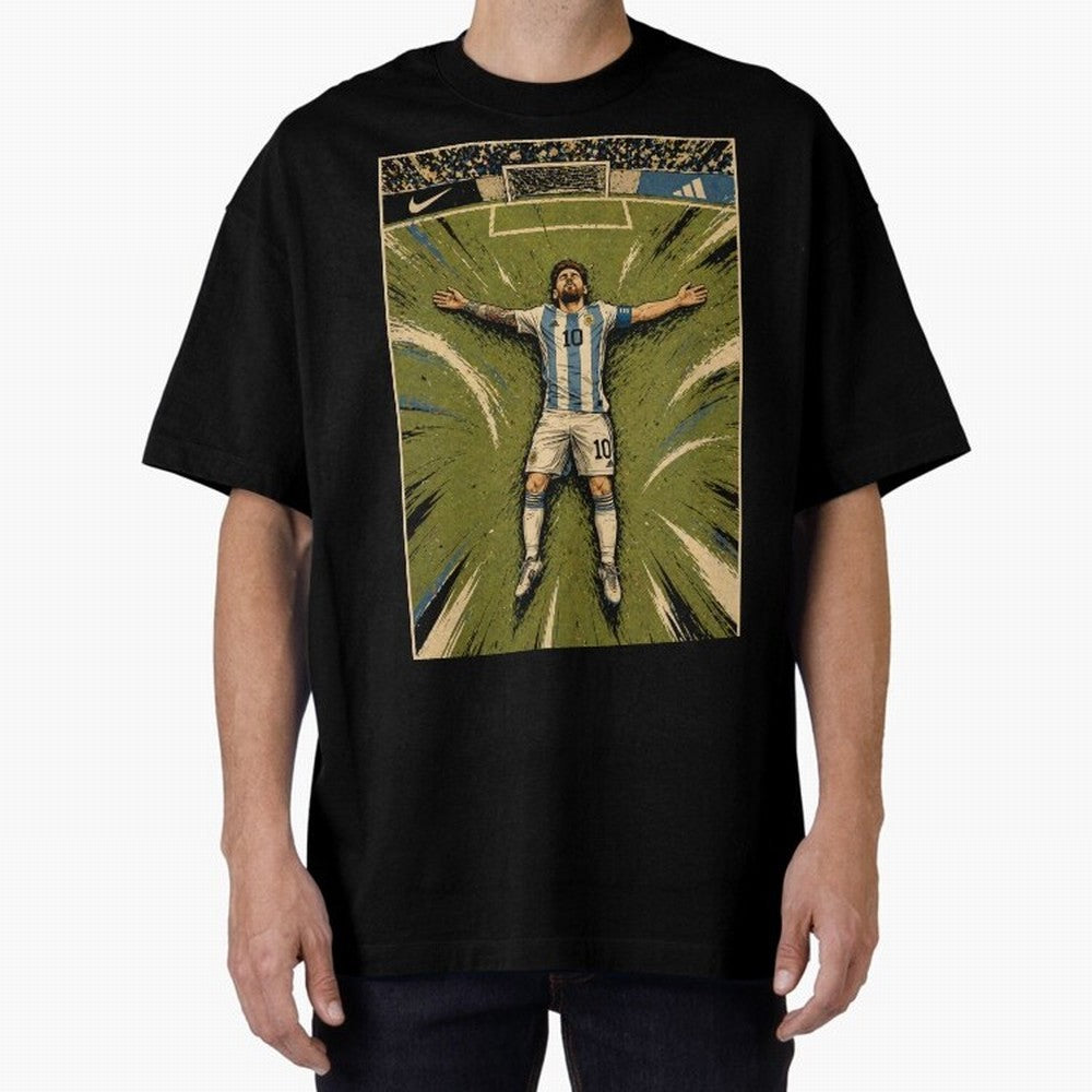 Messi Argentine Football Legend Celebration Poster | Vintage Comic Soccer Champion Art Classic T-Shirt Back Your Heroes with Global Football Passion for FIFA World Cup 2026, Highlighting Neymar, Haaland and Cristiano Ronaldo, England, Tournament