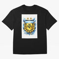 Argentina champions AFA crest gold blue soccer design Oversized T-Shirt Show Your Tournament Heart for FIFA World Cup 2026 Group Stage Spirit, Made for Argentina and Brazil, Mbappe and Neymar, Vintage Soccer Flavor, Modern Football Stars, National