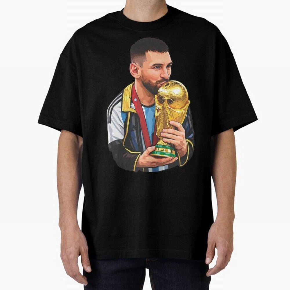 Messi celebrating the 2022 World Cup victory Classic T-Shirt Fuel Global Football Passion for FIFA World Cup 2026 Group Stage, with Messi, England, France and Netherlands, Vintage Soccer Flavor, Modern Football Stars, National Flags and Final Night
