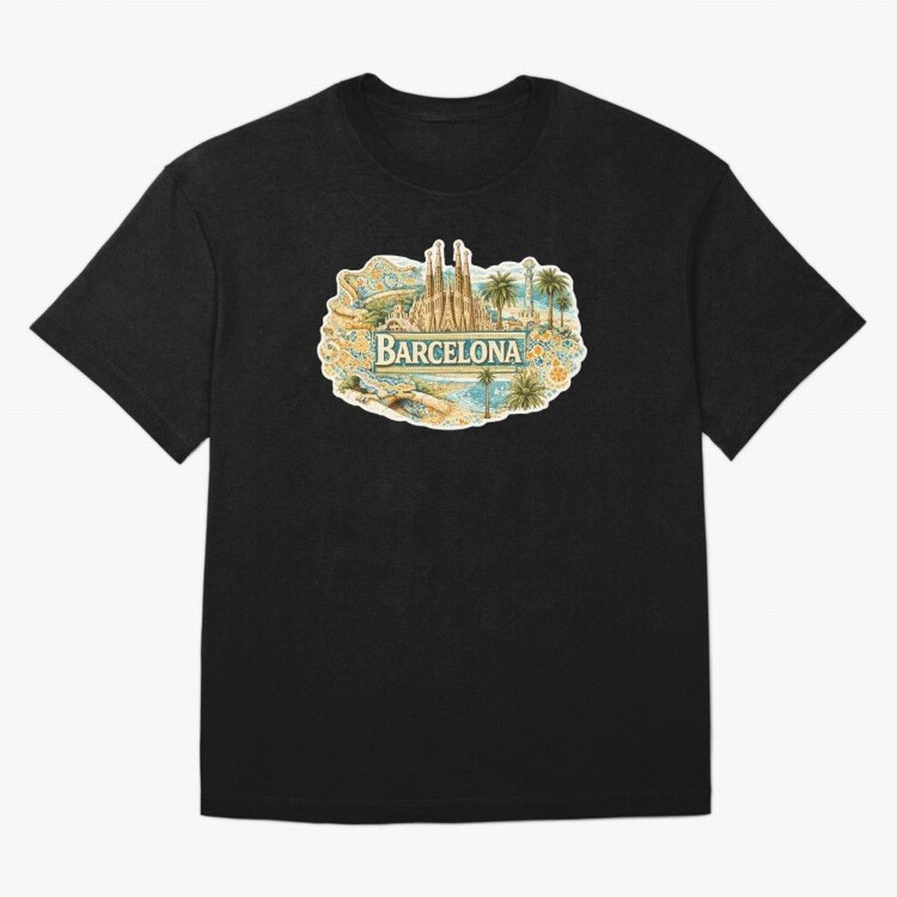 Barcelona Souvenir Sagrada Familia and Mosaic Design Oversized T-Shirt Cheer for the FIFA World Cup 2026 Group Stage Journey through Messi Highlights, Portugal Pride, Stadium Chants, National Pride, Trophy Dreams and Unforgettable Football