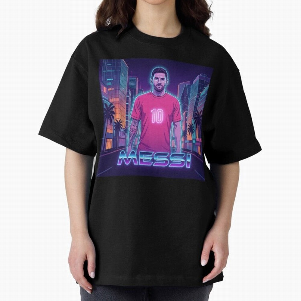 Inter Miami Football Legend Messi Cyberpunk Retro Futurist Design Classic T-Shirt Bring Bold Fan Energy to Global Football Passion for FIFA World Cup 2026 USA Canada Mexico, Featuring Messi, CR7 and Mbappe, Argentina, France and Brazil, Football