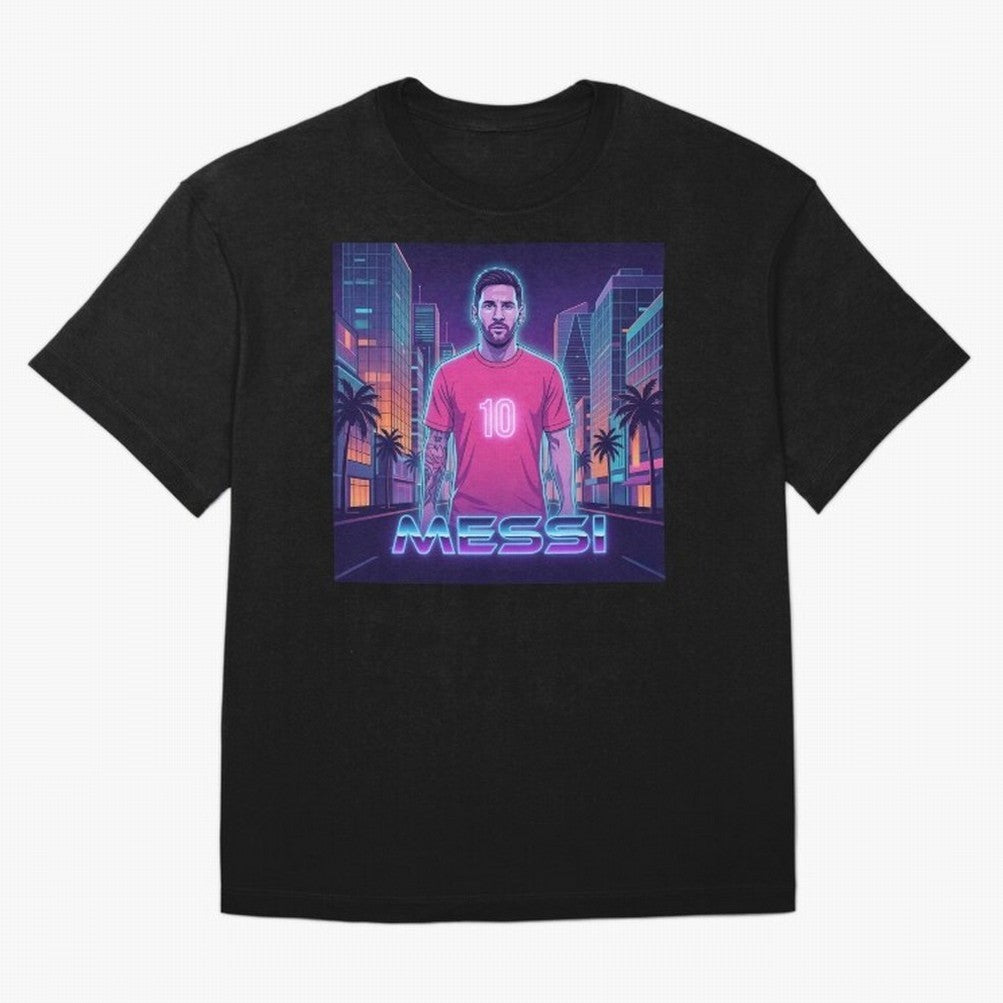 Inter Miami Football Legend Messi Cyberpunk Retro Futurist Design Classic T-Shirt Bring Bold Fan Energy to Global Football Passion for FIFA World Cup 2026 USA Canada Mexico, Featuring Messi, CR7 and Mbappe, Argentina, France and Brazil, Football