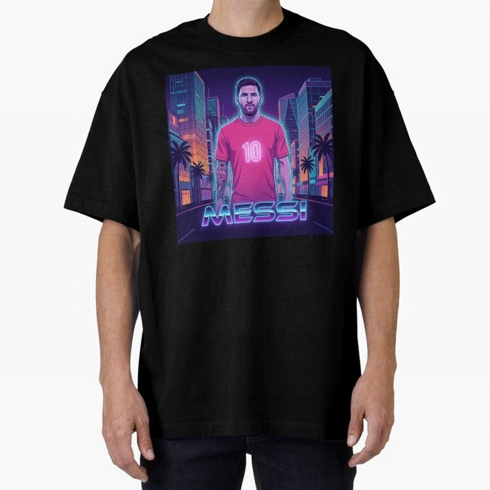 Inter Miami Football Legend Messi Cyberpunk Retro Futurist Design Classic T-Shirt Bring Bold Fan Energy to Global Football Passion for FIFA World Cup 2026 USA Canada Mexico, Featuring Messi, CR7 and Mbappe, Argentina, France and Brazil, Football