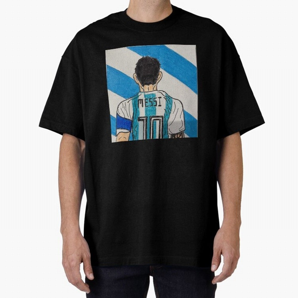 Messi Artwork Oversized T-Shirt Stand Proud for Global Football Passion for FIFA World Cup 2026 Group Stage, Centered on Mbappe and Neymar, Germany, Soccer Culture, Superstar Moments, National Team Dreams and Competitive Fire; Perfect for People