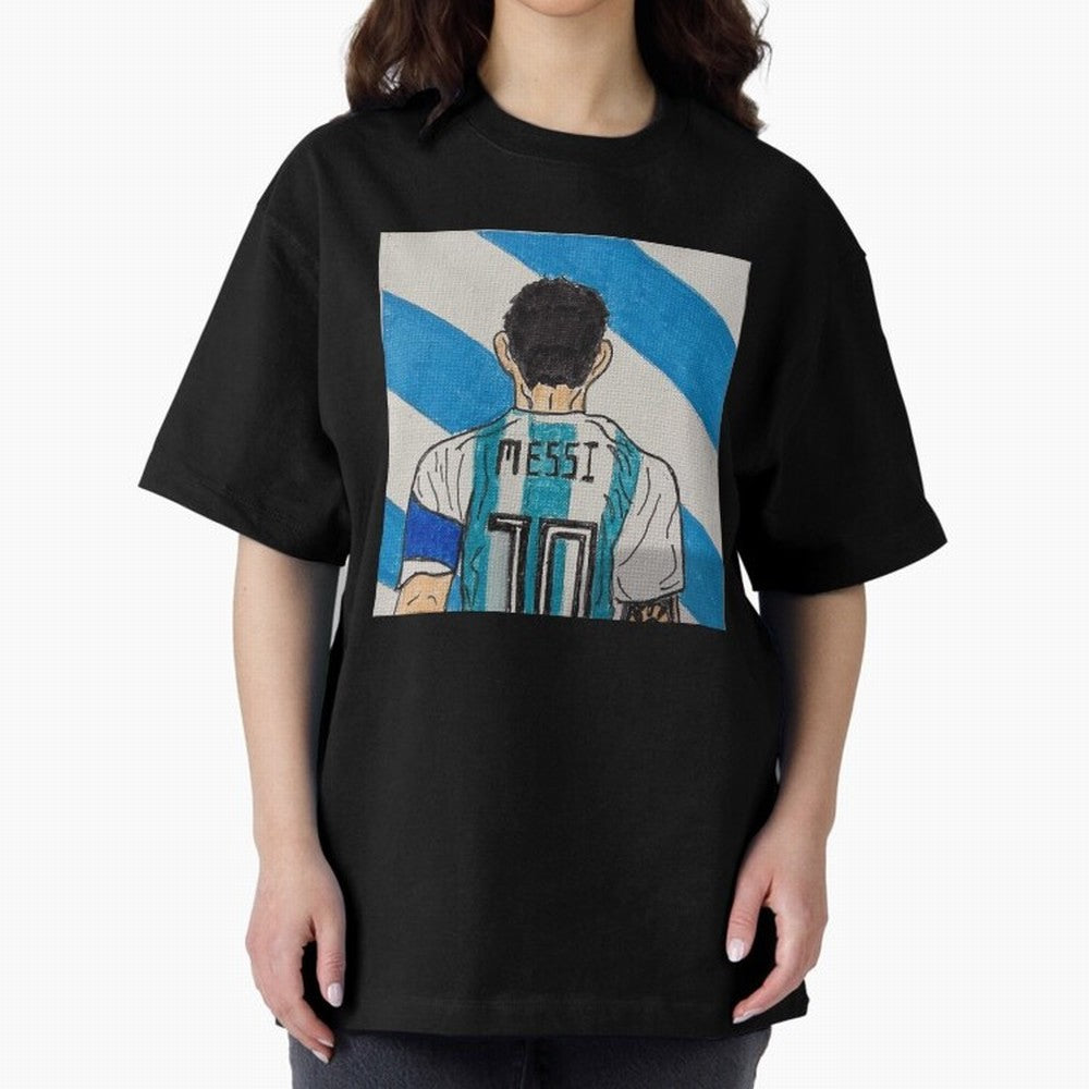 Messi Artwork Oversized T-Shirt Stand Proud for Global Football Passion for FIFA World Cup 2026 Group Stage, Centered on Mbappe and Neymar, Germany, Soccer Culture, Superstar Moments, National Team Dreams and Competitive Fire; Perfect for People