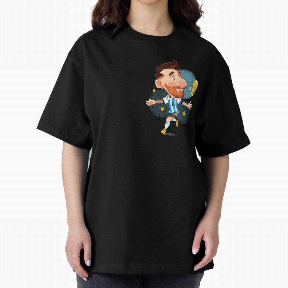 Messi GOAT Oversized T-Shirt Live the Energy of the FIFA World Cup 2026 Group Stage Journey through Messi and Cristiano Ronaldo Highlights, Spain Pride, Soccer Culture, Superstar Moments, National Team Dreams and Competitive Fire; Created for Match
