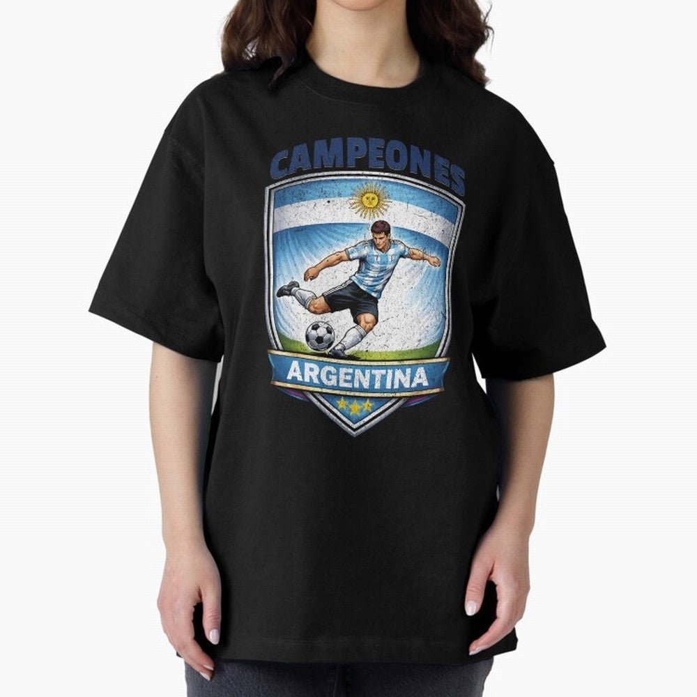 Argentina Vintage Soccer Badge - Campeones 3 Stars Essential T-Shirt Show Your Stadium Side during Global Football Passion for FIFA World Cup 2026 Group Stage, Connected to Messi, Neymar and Mbappe, Argentina, France and Brazil, Match Day