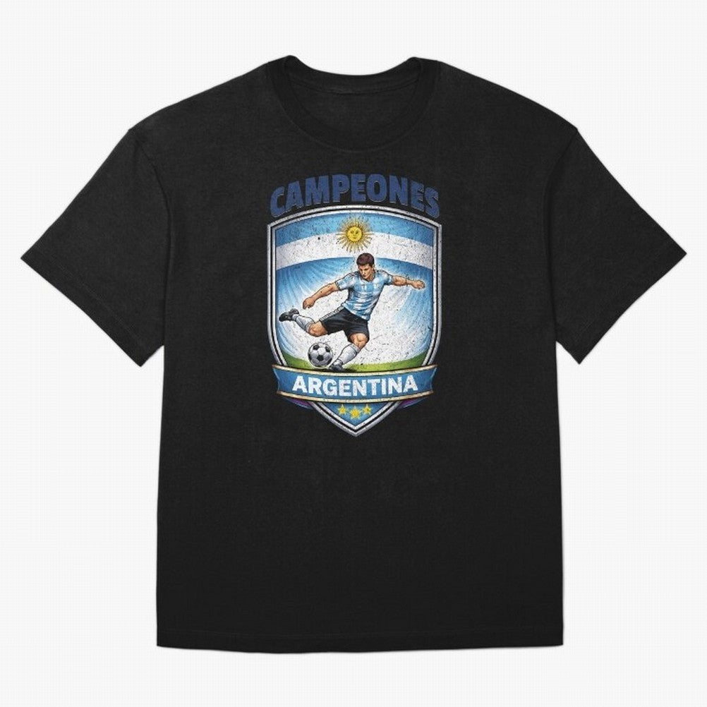 Argentina Vintage Soccer Badge - Campeones 3 Stars Essential T-Shirt Show Your Stadium Side during Global Football Passion for FIFA World Cup 2026 Group Stage, Connected to Messi, Neymar and Mbappe, Argentina, France and Brazil, Match Day