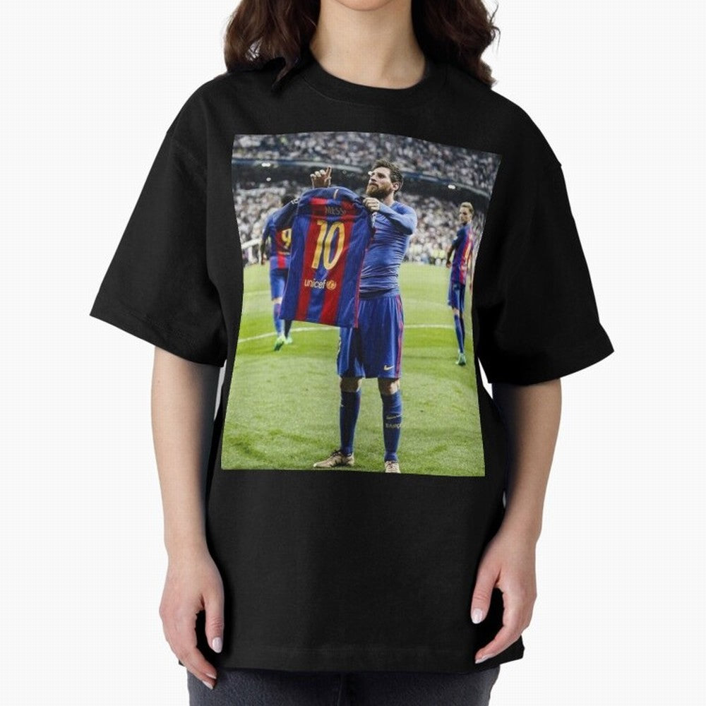 Lional Messi Poster Design Oversized T-Shirt Embrace FIFA World Cup 2026 for Fans of Neymar, Haaland and Cristiano Ronaldo and Netherlands, Bringing Vintage Soccer Flavor, Modern Football Stars, National Flags and Final Night Emotion; Created for