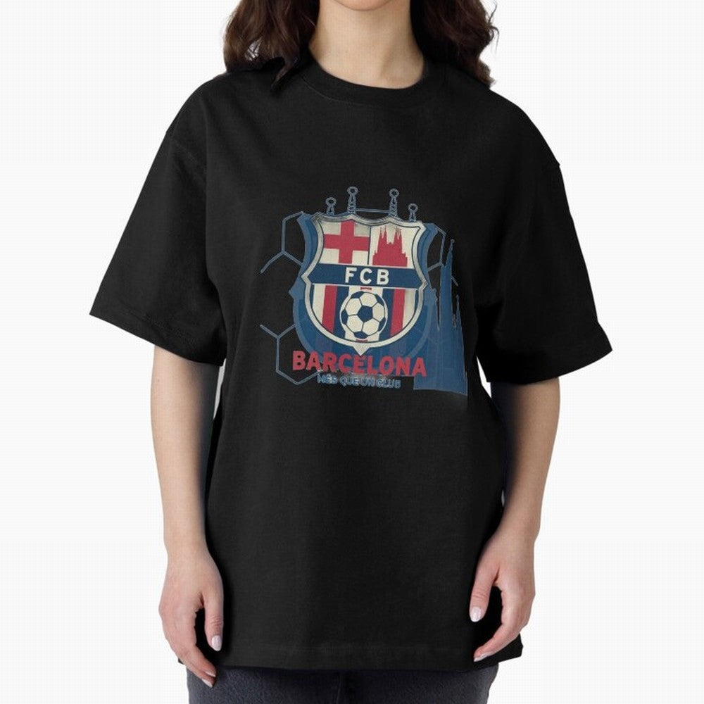FCB Minimalist - Football Fan Design Oversized T-Shirt Make Your Look Match the FIFA World Cup 2026 USA Canada Mexico Journey through CR7 and Messi Highlights, Portugal, Spain and Germany Pride, Football Festival Excitement, Trophy Ambitions,