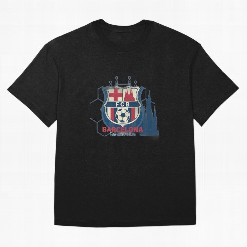 FCB Minimalist - Football Fan Design Oversized T-Shirt Make Your Look Match the FIFA World Cup 2026 USA Canada Mexico Journey through CR7 and Messi Highlights, Portugal, Spain and Germany Pride, Football Festival Excitement, Trophy Ambitions,