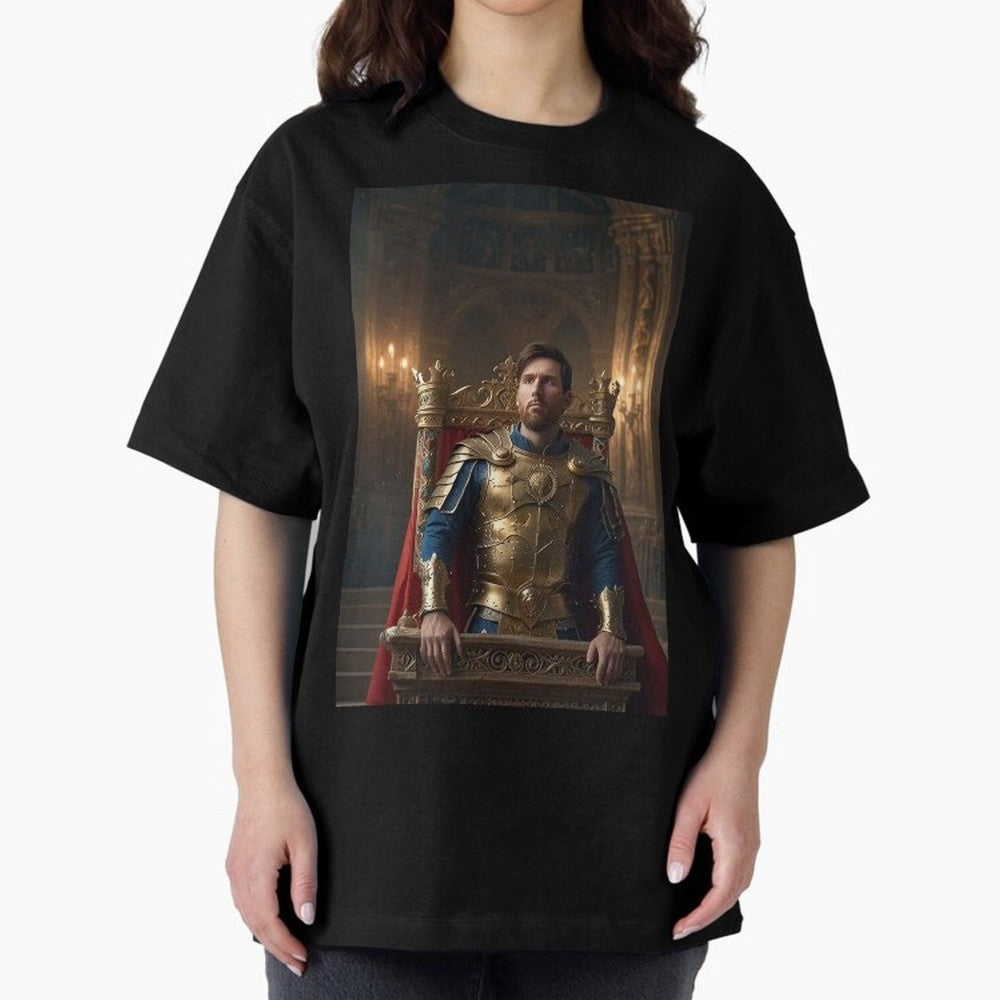 Messi the King 1 Oversized T-Shirt Show Your Love for FIFA World Cup 2026 Group Stage for Fans of Messi, CR7 and Mbappe and England, France and Netherlands, Bringing Classic Soccer Heritage, Championship Pressure, Fan Loyalty and International