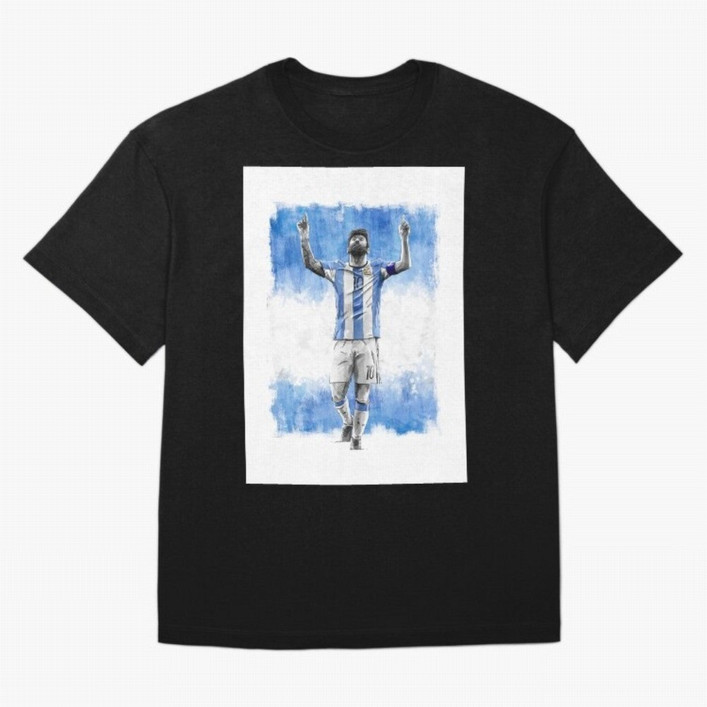 Messi Argentina Football Drawing Oversized T-Shirt Carry the Dream of FIFA World Cup 2026 Celebrating Mbappe, England and Germany Energy, Supporter Pride, Iconic Celebrations, Legendary Names and Global Match Day Energy; Great for Supporters Who