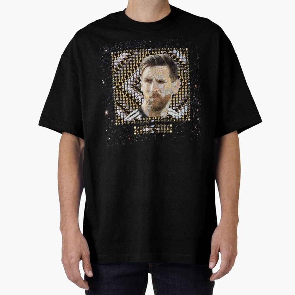 GOAT Emojified ¨C Messi-Inspired Visual Tribute | Legendary Football Grid Art | Iconic Symbolism in Emoji Form Oversized T-Shirt Bring a Vintage Feel to FIFA World Cup 2026 USA Canada Mexico Driven by Mbappe and Neymar, Argentina, France and Brazil
