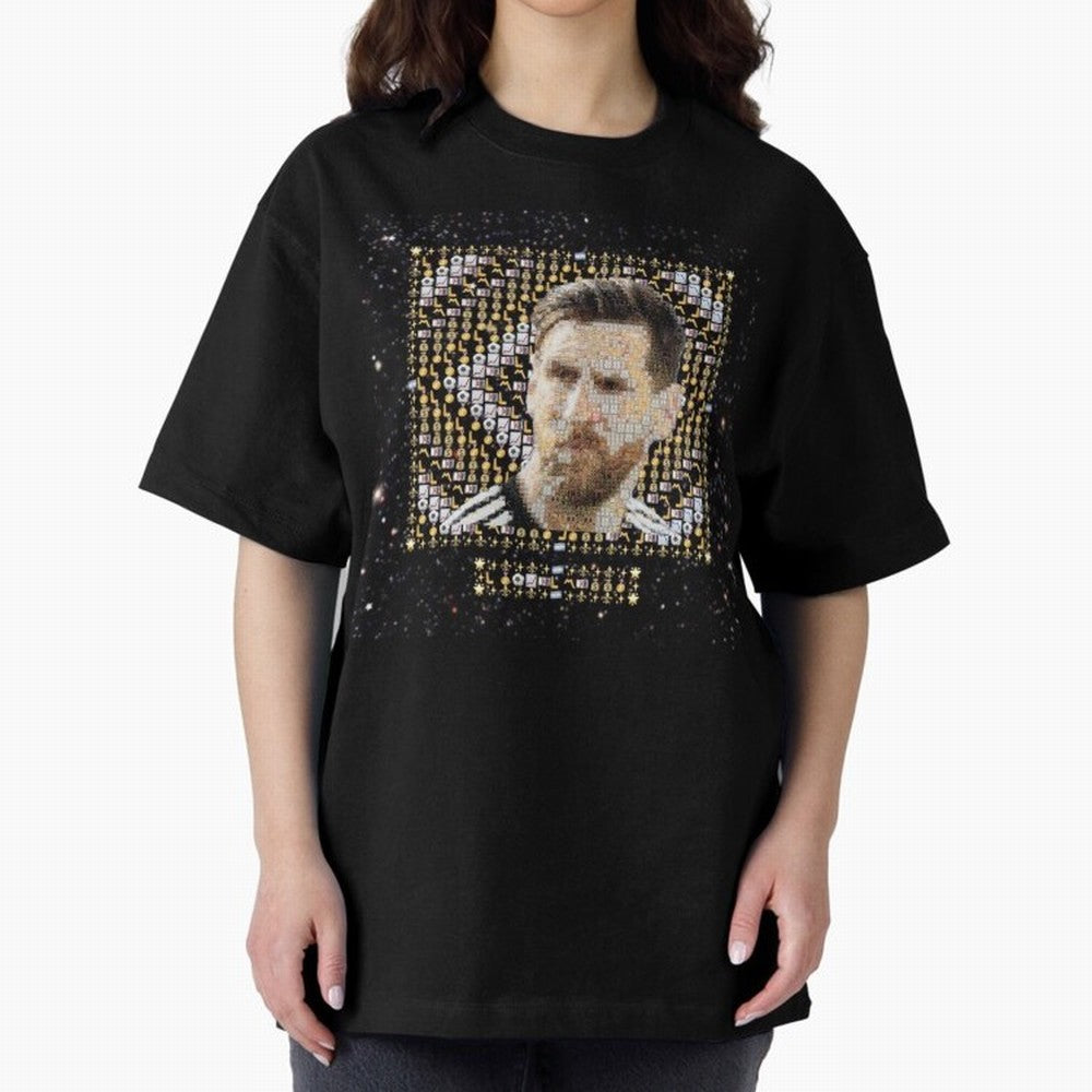 GOAT Emojified ¨C Messi-Inspired Visual Tribute | Legendary Football Grid Art | Iconic Symbolism in Emoji Form Oversized T-Shirt Bring a Vintage Feel to FIFA World Cup 2026 USA Canada Mexico Driven by Mbappe and Neymar, Argentina, France and Brazil
