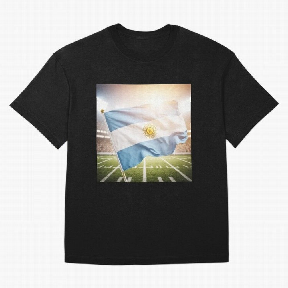 Argentina Flag 3D Football Design ¨C Supporters Argentina Classic T-Shirt Support Iconic Players in Match Day Hype around FIFA World Cup 2026, Haaland, Portugal, Football Festival Excitement, Trophy Ambitions, Country Rivalries and Star Player