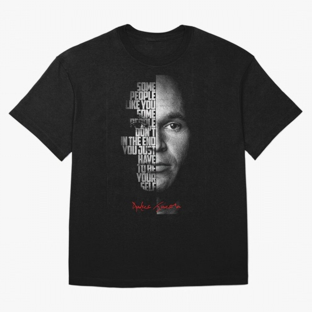 Black and white Andres Iniesta Quote. Oversized T-Shirt Back the Journey through Match Day Hype around FIFA World Cup 2026 USA Canada Mexico, Messi and Cristiano Ronaldo, Netherlands, Sports Nostalgia, International Competition, Famous Players and