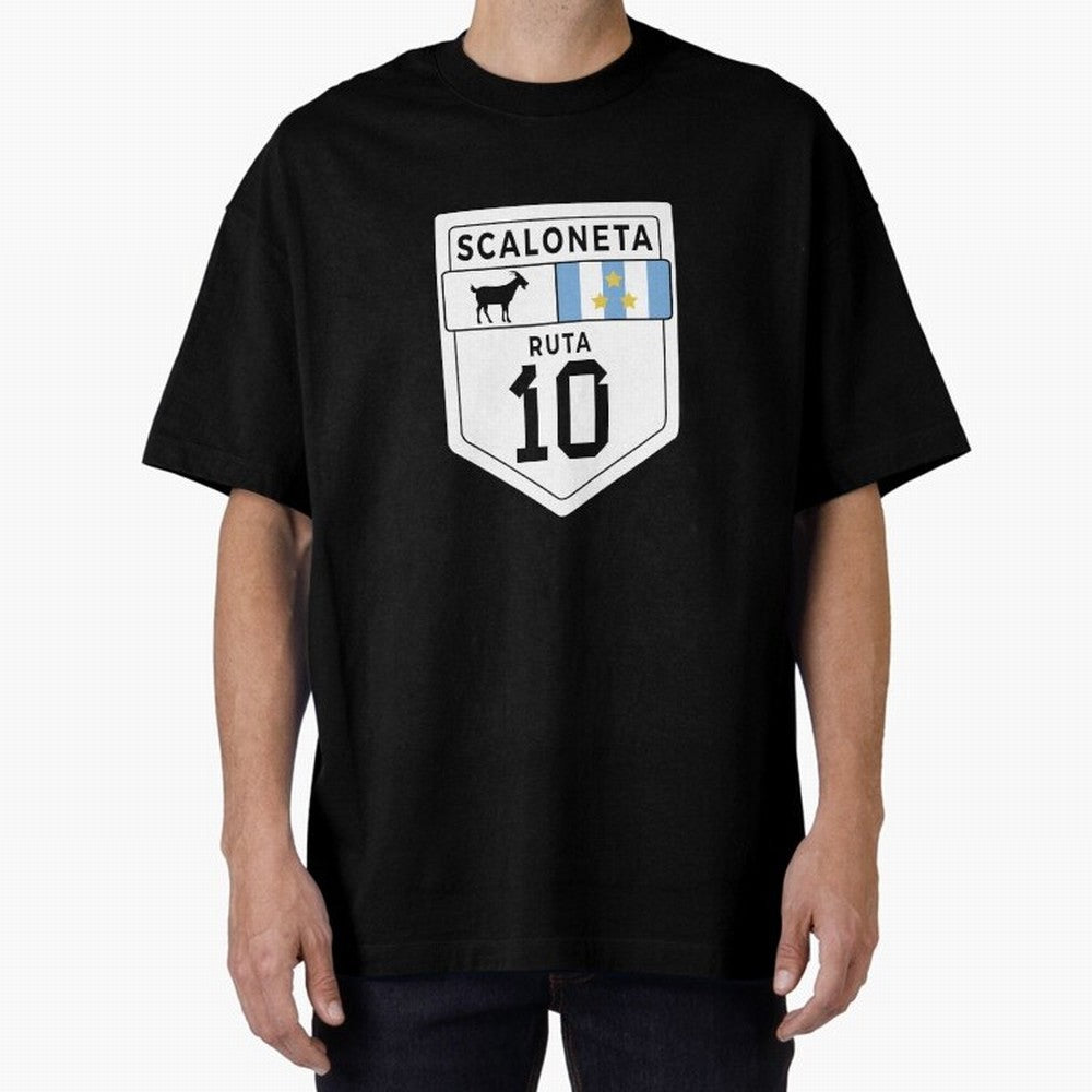 Scaloneta - Messi 10 - Goat Oversized T-Shirt Bring Home FIFA World Cup 2026 Group Stage Spirit, Centered on Brazil, Haaland and Mbappe, Football Festival Excitement, Trophy Ambitions, Country Rivalries and Star Player Buzz; Made for Die Hard