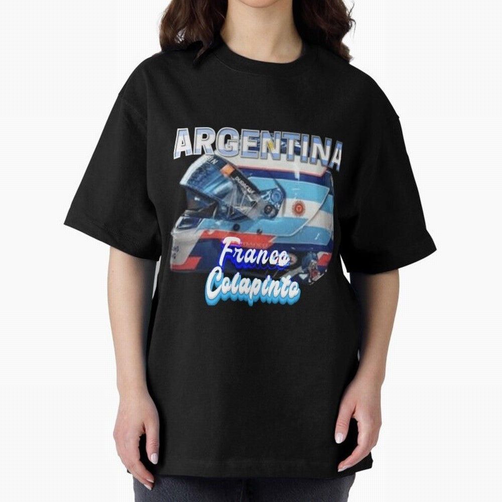 5306 Colapinto Helmet Argentina Oversized T-Shirt Support the Legends of FIFA World Cup 2026 with Messi and Cristiano Ronaldo, England Energy, Football Passion, Legendary Performances, Festival Vibes and Supporter Community; Made for Die Hard