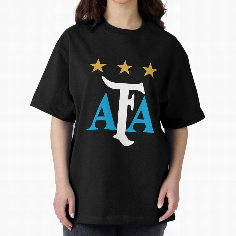 AFA logo - Argentina (light blue, white & gold) Oversized T-Shirt Join Supporters Worldwide for FIFA World Cup 2026 Group Stage Spirit, Celebrating England, France and Netherlands, CR7 and Messi, Champion Mindset, Group Stage Buzz, Knockout Tension