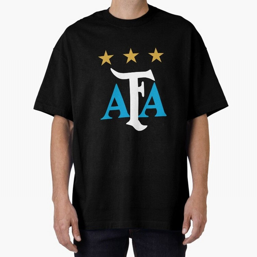AFA logo - Argentina (light blue, white & gold) Oversized T-Shirt Join Supporters Worldwide for FIFA World Cup 2026 Group Stage Spirit, Celebrating England, France and Netherlands, CR7 and Messi, Champion Mindset, Group Stage Buzz, Knockout Tension