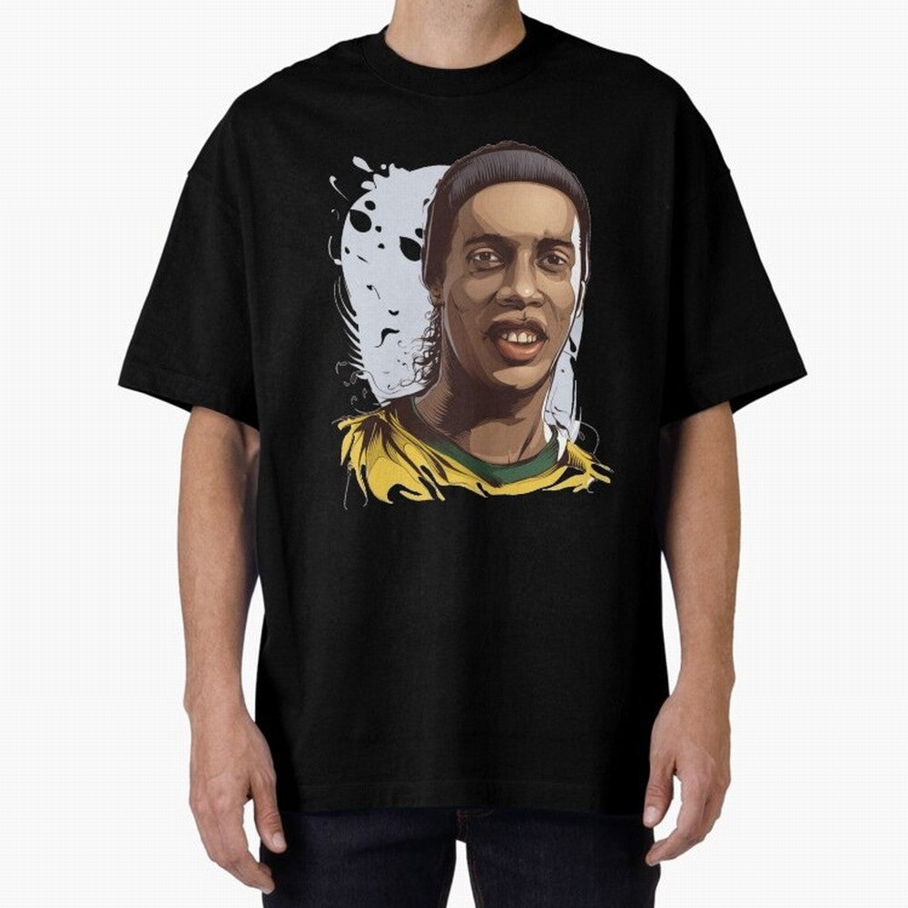 Illustration Ronaldinho Art Classic T-Shirt Spotlight FIFA World Cup 2026 Spirit, Filled with England and Germany, CR7, Retro Football Energy, Iconic Rivalries, Trophy Chase Drama and Stadium Atmosphere; Perfect for Supporters Who Want Bold