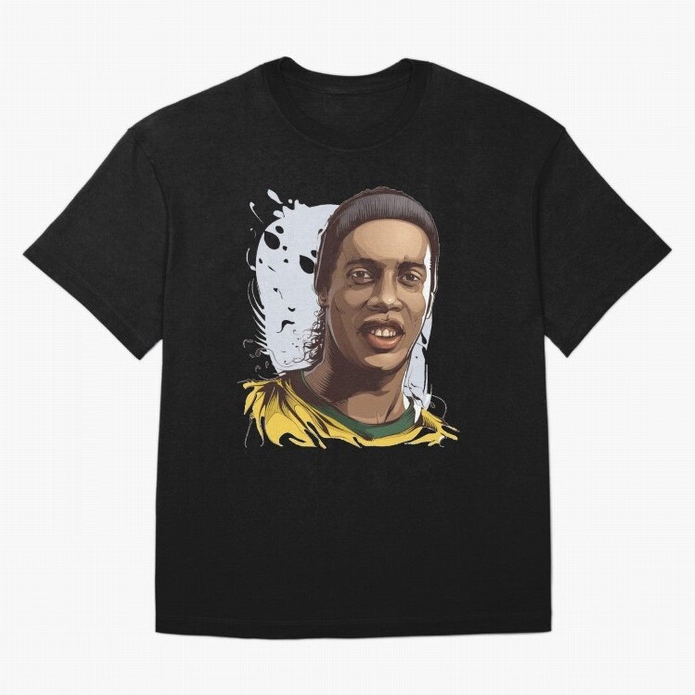 Illustration Ronaldinho Art Classic T-Shirt Spotlight FIFA World Cup 2026 Spirit, Filled with England and Germany, CR7, Retro Football Energy, Iconic Rivalries, Trophy Chase Drama and Stadium Atmosphere; Perfect for Supporters Who Want Bold