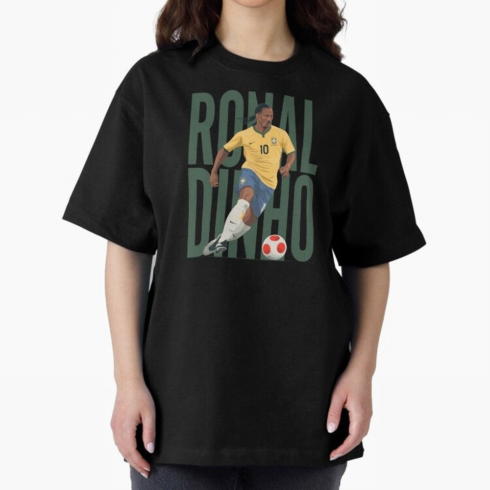 Ronaldinho Gaucho in action Minimalist Graphic Premium T-Shirt Back the Journey through Global Football Passion for FIFA World Cup 2026 Group Stage, with Neymar, Haaland and Cristiano Ronaldo, France, Football Festival Excitement, Trophy Ambitions,