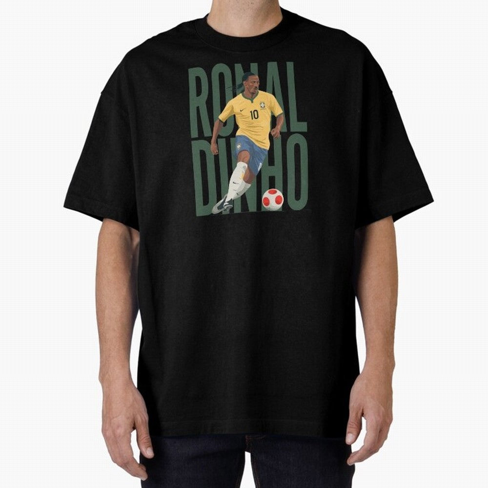 Ronaldinho Gaucho in action Minimalist Graphic Premium T-Shirt Back the Journey through Global Football Passion for FIFA World Cup 2026 Group Stage, with Neymar, Haaland and Cristiano Ronaldo, France, Football Festival Excitement, Trophy Ambitions,