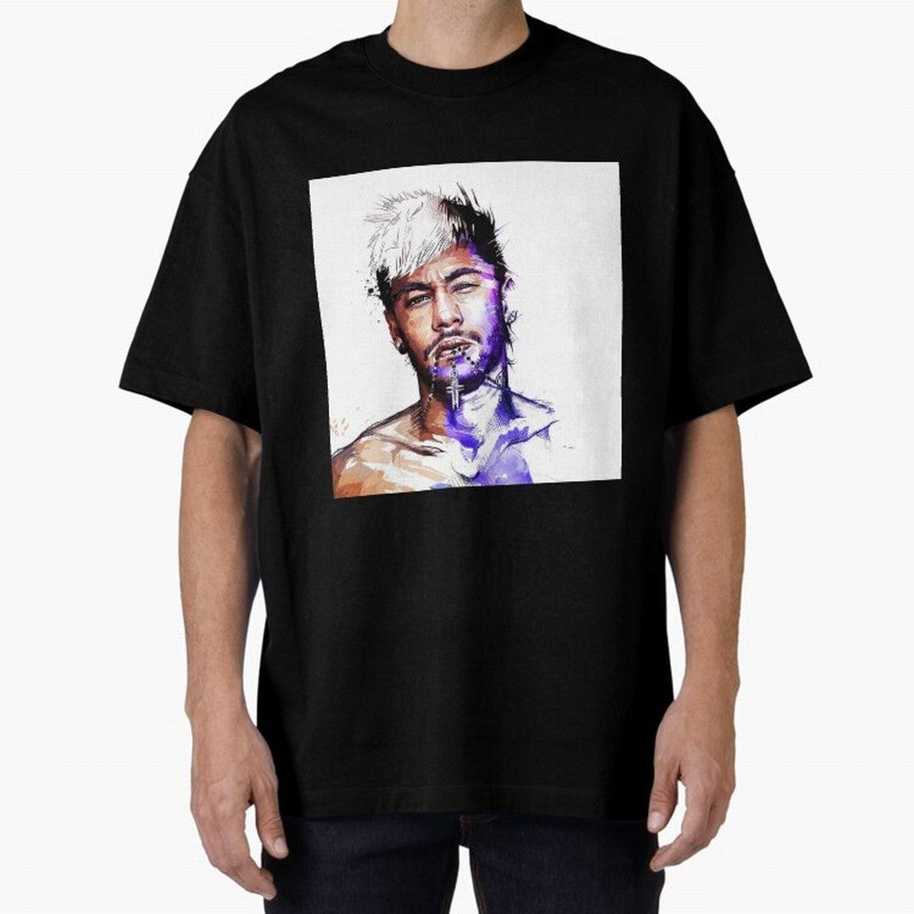Neymar Style Oversized T-Shirt Honor Football Greatness during FIFA World Cup 2026 USA Canada Mexico for Fans of Haaland and France, Bringing Retro Football Energy, Iconic Rivalries, Trophy Chase Drama and Stadium Atmosphere; Ideal for Passionate