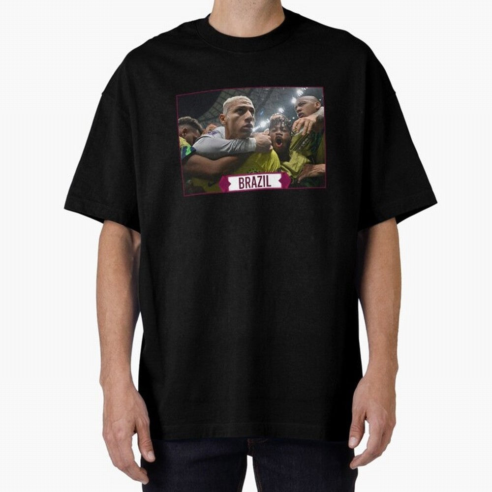 Brazil World Cup Oversized T-Shirt Represent FIFA World Cup 2026 Spirit, Capturing France, Messi, CR7 and Mbappe, Fan Favorite Moments, National Team Passion, Big Match Drama and Soccer History; Made for Die Hard Supporters, Soccer Lovers, Game Day