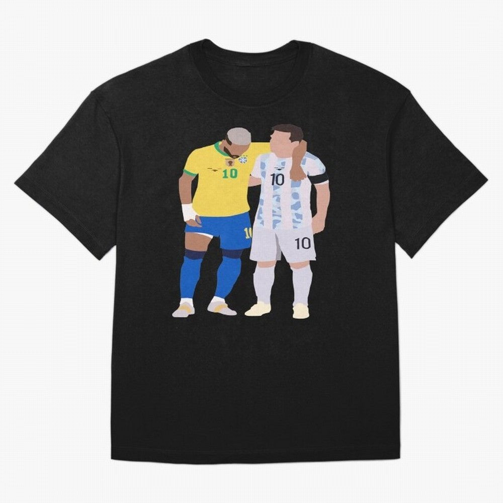 Messi and Neymar Copa America Friends Oversized T-Shirt Spotlight Match Day Hype around FIFA World Cup 2026 Group Stage, Cristiano Ronaldo, England and Germany, Worldwide Fan Energy, Dramatic Goals, Stadium Lights and Championship Celebrations;