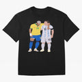 Messi and Neymar Copa America Friends Oversized T-Shirt Spotlight Match Day Hype around FIFA World Cup 2026 Group Stage, Cristiano Ronaldo, England and Germany, Worldwide Fan Energy, Dramatic Goals, Stadium Lights and Championship Celebrations;