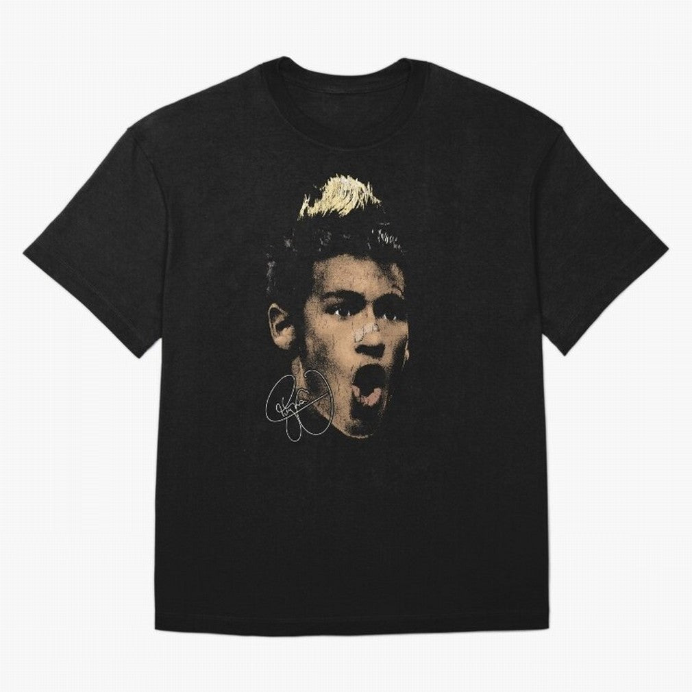 Young Neymar Illustration Oversized T-Shirt Honor the FIFA World Cup 2026 USA Canada Mexico Journey through Haaland and Mbappe Highlights, France Pride, Goal Celebration Energy, Supporter Heritage, Football Icons and Worldwide Tournament Joy;