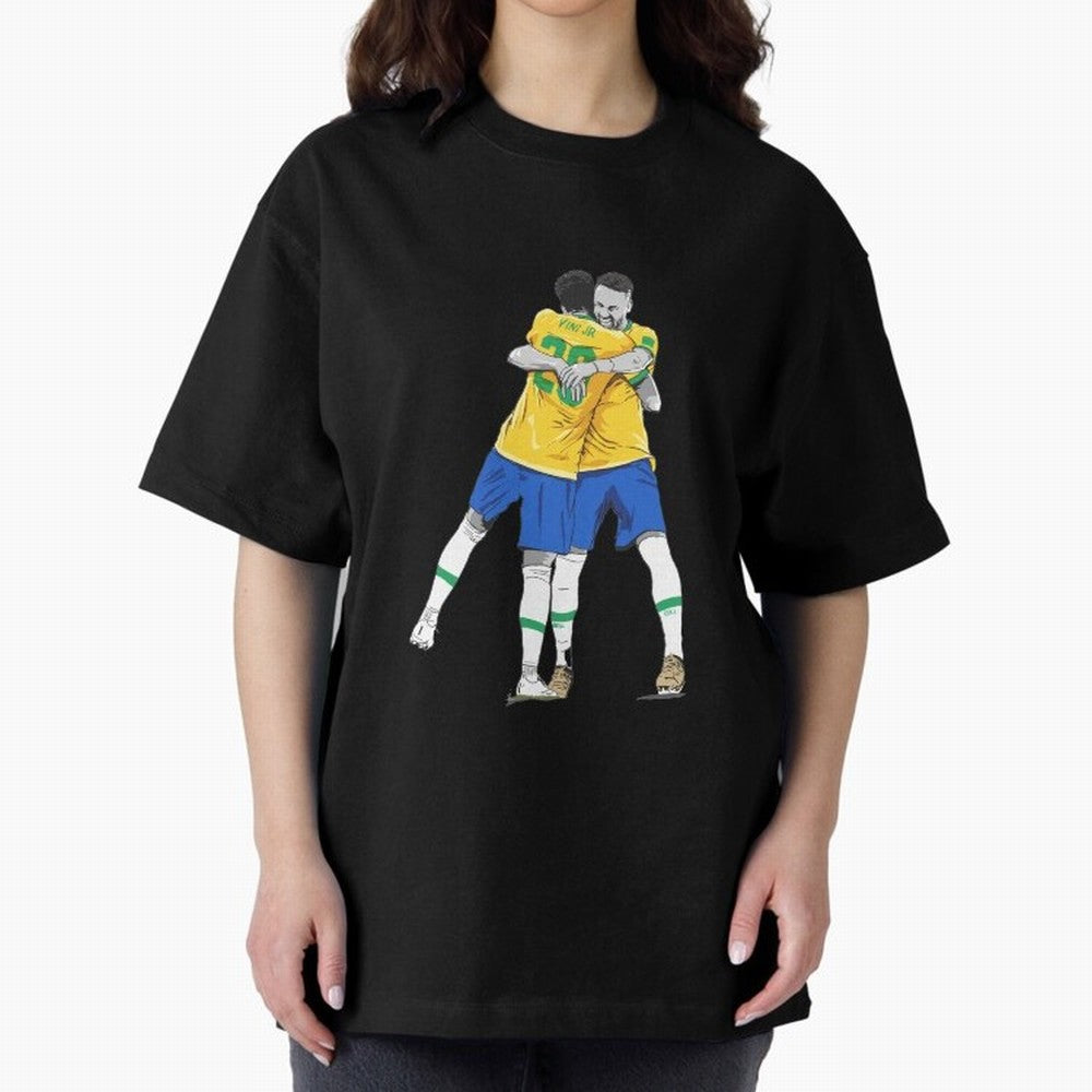BRAZIL Neymar Jr and Vini Jr World Cup Celebration Oversized T-Shirt Celebrate the Magic of FIFA World Cup 2026 Spirit, with England, France and Netherlands, Cristiano Ronaldo, Haaland and CR7, Stadium Memories, Football Loyalty, International