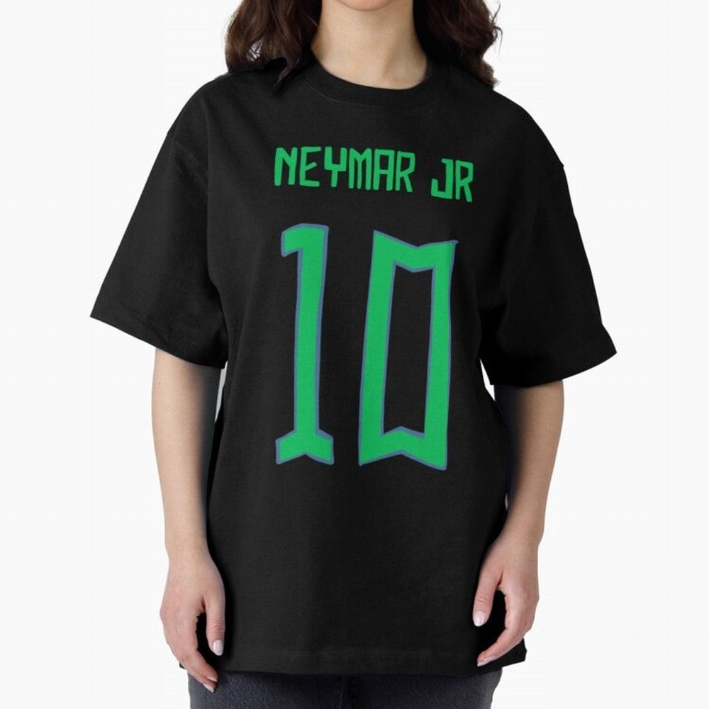 Neymar Jr #10 (Brazil) Oversized T-Shirt Support Your Favorite Stars during Match Day Hype around FIFA World Cup 2026, Messi, England, France and Netherlands, Vintage Soccer Flavor, Modern Football Stars, National Flags and Final Night Emotion;