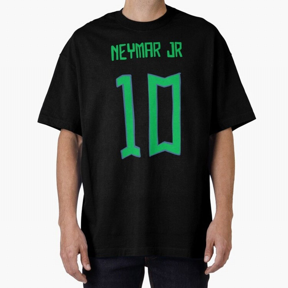 Neymar Jr #10 (Brazil) Oversized T-Shirt Support Your Favorite Stars during Match Day Hype around FIFA World Cup 2026, Messi, England, France and Netherlands, Vintage Soccer Flavor, Modern Football Stars, National Flags and Final Night Emotion;