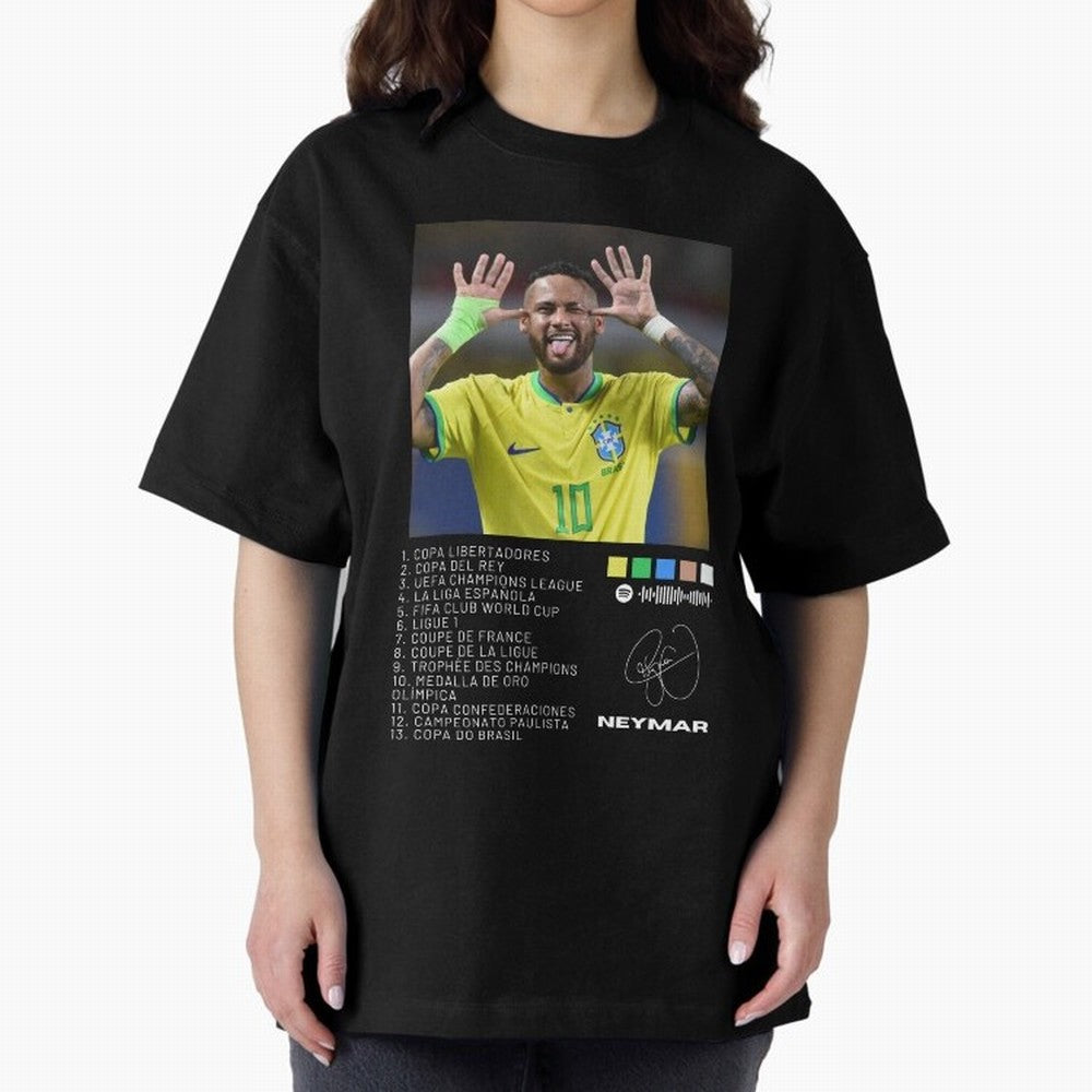 Neymar Brazil 10 Oversized T-Shirt Show Passion for the Stars of Global Football Passion for FIFA World Cup 2026, Centered on Cristiano Ronaldo, Haaland and CR7, Brazil, Portugal and Argentina, Championship Spirit, Famous Goals, Roaring Crowds and
