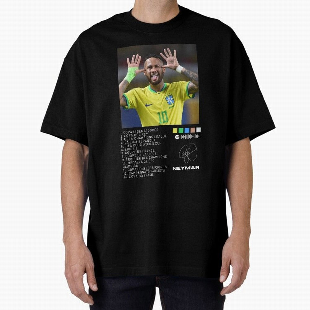 Neymar Brazil 10 Oversized T-Shirt Show Passion for the Stars of Global Football Passion for FIFA World Cup 2026, Centered on Cristiano Ronaldo, Haaland and CR7, Brazil, Portugal and Argentina, Championship Spirit, Famous Goals, Roaring Crowds and
